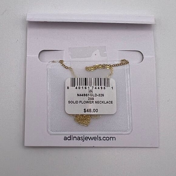 Adinas Jewels Gold-Plated Sterling Silver Solid Flower Pendant Necklace New - Picture 3 of 3